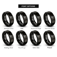 font options for inside engraving on black water drop rings