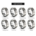 font options for inside engraving on silver water drop rings