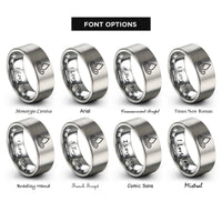 font options for inside engraving on gray water drop ripple rings