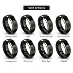 font options for inside engraving on black & grey water droplet rings