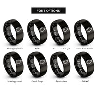 font options for inside engraving on black water droplet rings