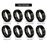 font options for inside engraving on black water droplet rings