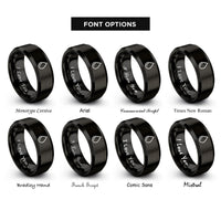 font options for inside engraving on black water droplet rings