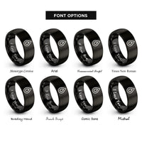 font options for inside engraving on black water droplet rings