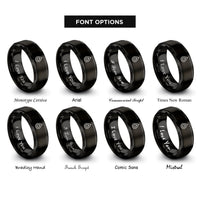 font options for inside engraving on black water droplet rings