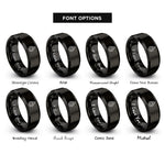 font options for inside engraving on black water droplet rings