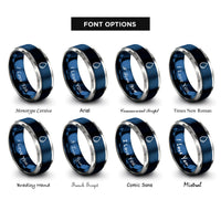 font options for inside engraving on blue & gray water droplet rings