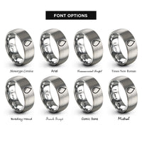 font options for inside engraving on silver water droplet rings