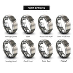font options for inside engraving on gray water droplet rings