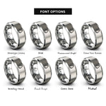 font options for inside engraving on silver water droplet rings