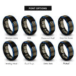 font options for inside engraving on gunmetal & blue water droplet rings