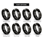 font options for inside engraving on black & silver water elemental triangle rings