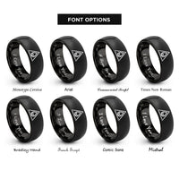 font options for inside engraving on black water elemental triangle rings