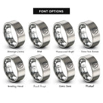 font options for inside engraving on gray water glyph circle rings