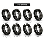 font options for inside engraving on black & grey water lily bloom rings