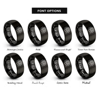font options for inside engraving on black water lily bloom rings