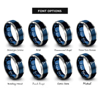 font options for inside engraving on blue & grey water mark rings