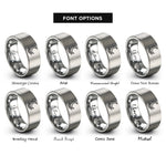 font options for inside engraving on grey water reflection rings