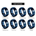 font options for inside engraving on blue water ripple rings