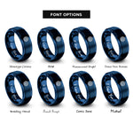font options for inside engraving on blue water ripple rings