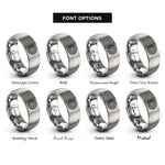 font options for inside engraving on silver water ripple rings