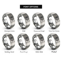 font options for inside engraving on silver water ripple rings