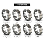 font options for inside engraving on gray water ripple rings