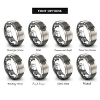 font options for inside engraving on gray water ripple rings