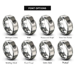 font options for inside engraving on silver water ripple rings