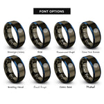 font options for inside engraving on gunmetal & blue water ripple rings