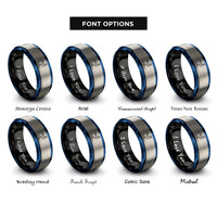 font options for inside engraving on black & blue & silver water skier rings