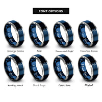 font options for inside engraving on blue & gray water skier rings