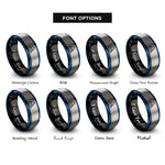 font options for inside engraving on black & blue & gray water triangle rings