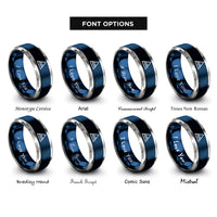 font options for inside engraving on blue & grey water triangle rings