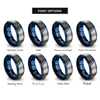 font options for inside engraving on blue & gray water triangle rings
