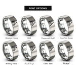font options for inside engraving on silver water triangle rings