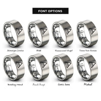 font options for inside engraving on silver water triangle rings