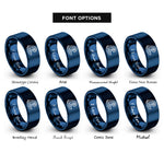font options for inside engraving on blue water wave crest rings