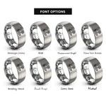 font options for inside engraving on silver water wave crest rings