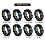 font options for inside engraving on gunmetal & blue water wave crest rings