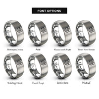 font options for inside engraving on gray waterfall badge rings