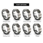 font options for inside engraving on silver waterfall badge rings
