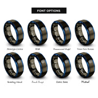 font options for inside engraving on gunmetal & blue waterfall badge rings