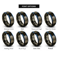 font options for inside engraving on gunmetal & blue waterfall badge rings