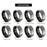 font options for inside engraving on black & silver waterfall rings