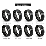 font options for inside engraving on black waterfall rings