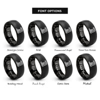 font options for inside engraving on black waterfall rings