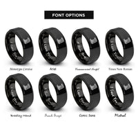 font options for inside engraving on black waterfall rings
