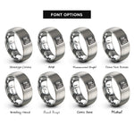 font options for inside engraving on grey waterfall rings