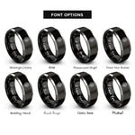 font options for inside engraving on black & gray waterfall pin rings